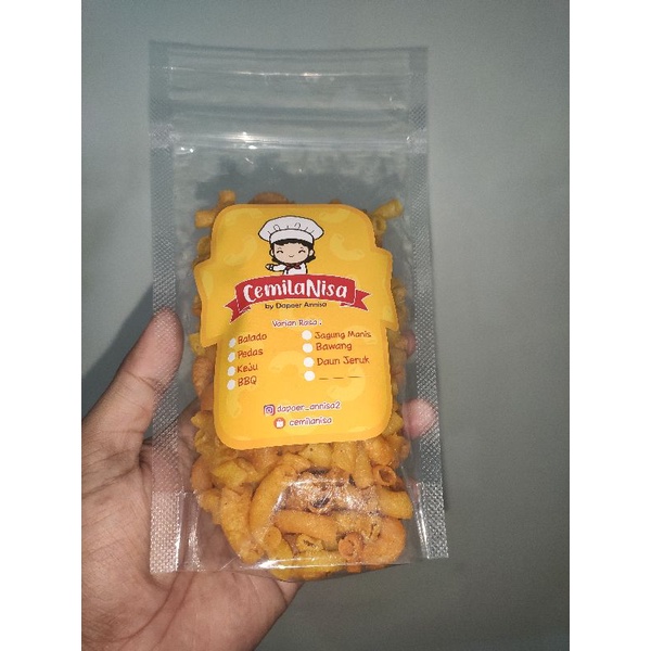

Makaroni CemilaNisa Makanan ringan enak kemasan 90gr rasa Bawang