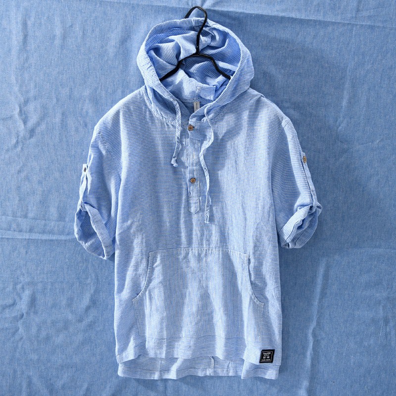 linen hooded shirt