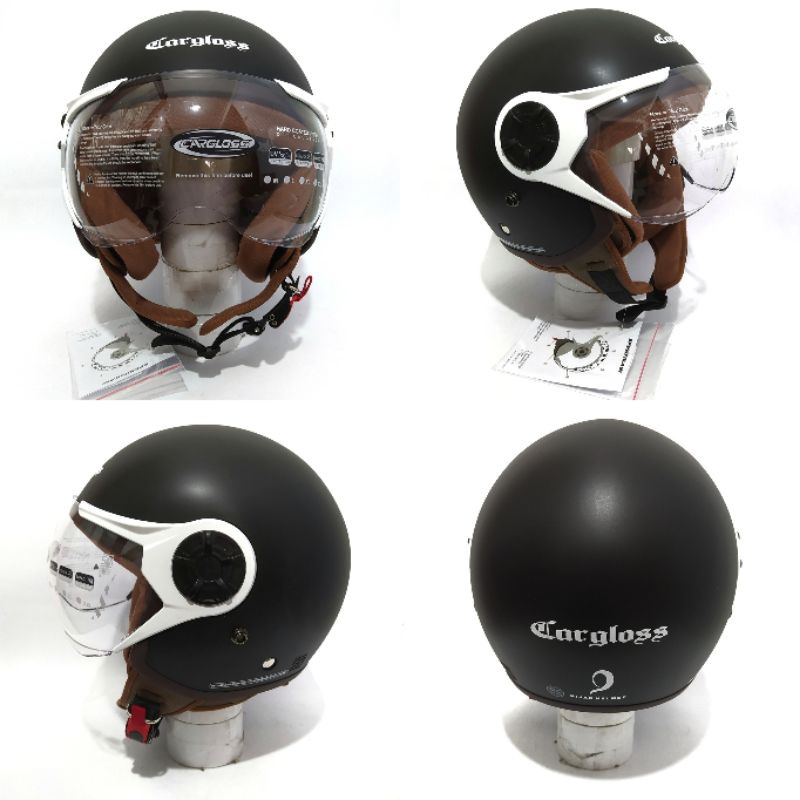 Jual Helm Cargloss Hijab Black Doff Hitam Dop Yrh Half Face Shopee Indonesia