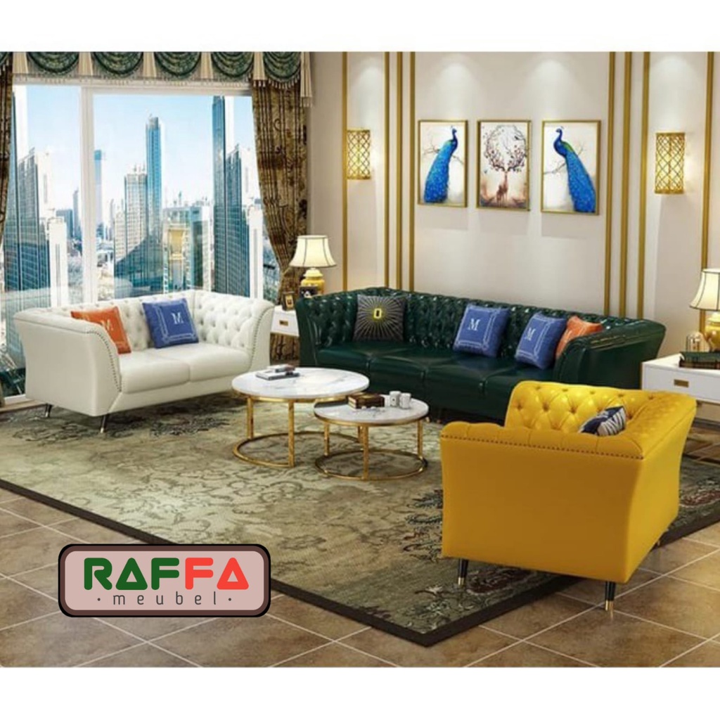 C13 RAFFA MEUBEL - Sofa Chesterfield - Sofa Kancing - Sofa Premium Cantik Buat Rumah Kamu Bisa COD