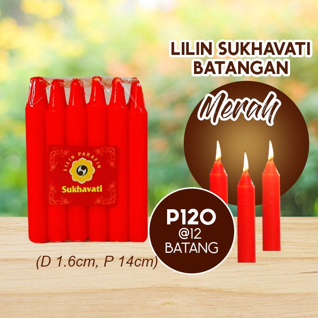 Lilin Batang Sembahyang Sukhavati P120 Merah