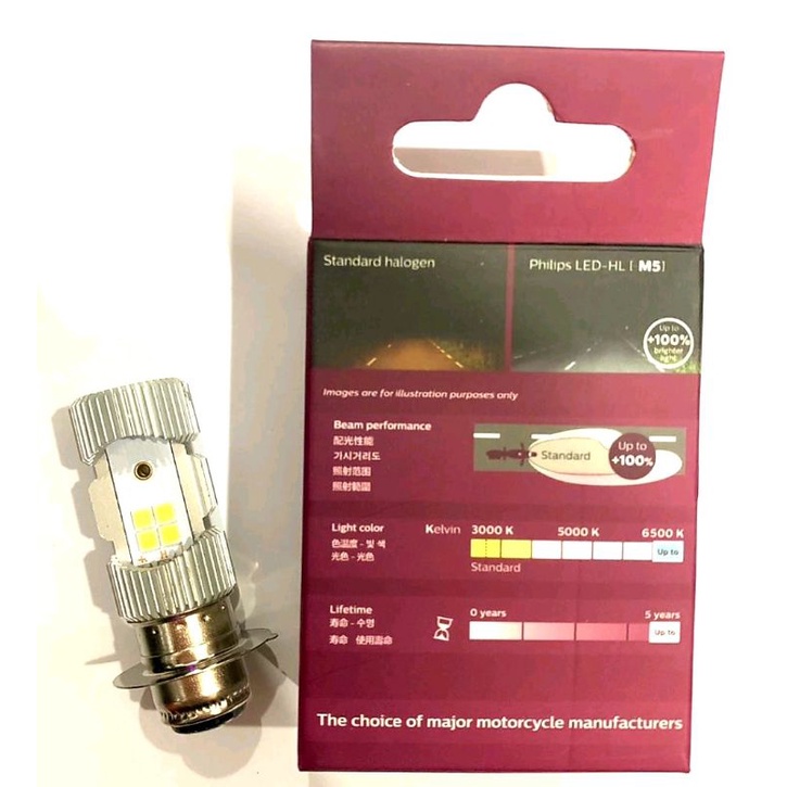 Philips Lampu Motor Philips M5 H6 DC kaki 1 6500k PUTIH Original-2