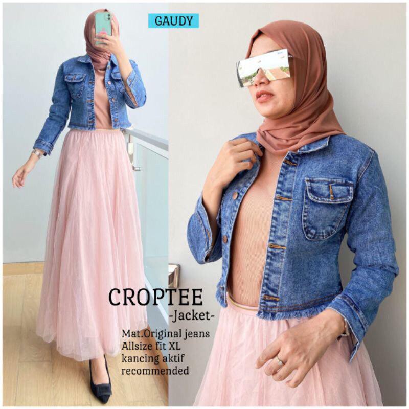 VARIAN 2 WARNA !! CROPTEE JAKET MATT JEANS STRETCH