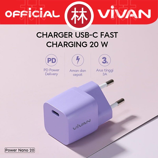 Vivan Power Nano 20 USB-C Adapter PD 20W Charger Type C Fast Charging