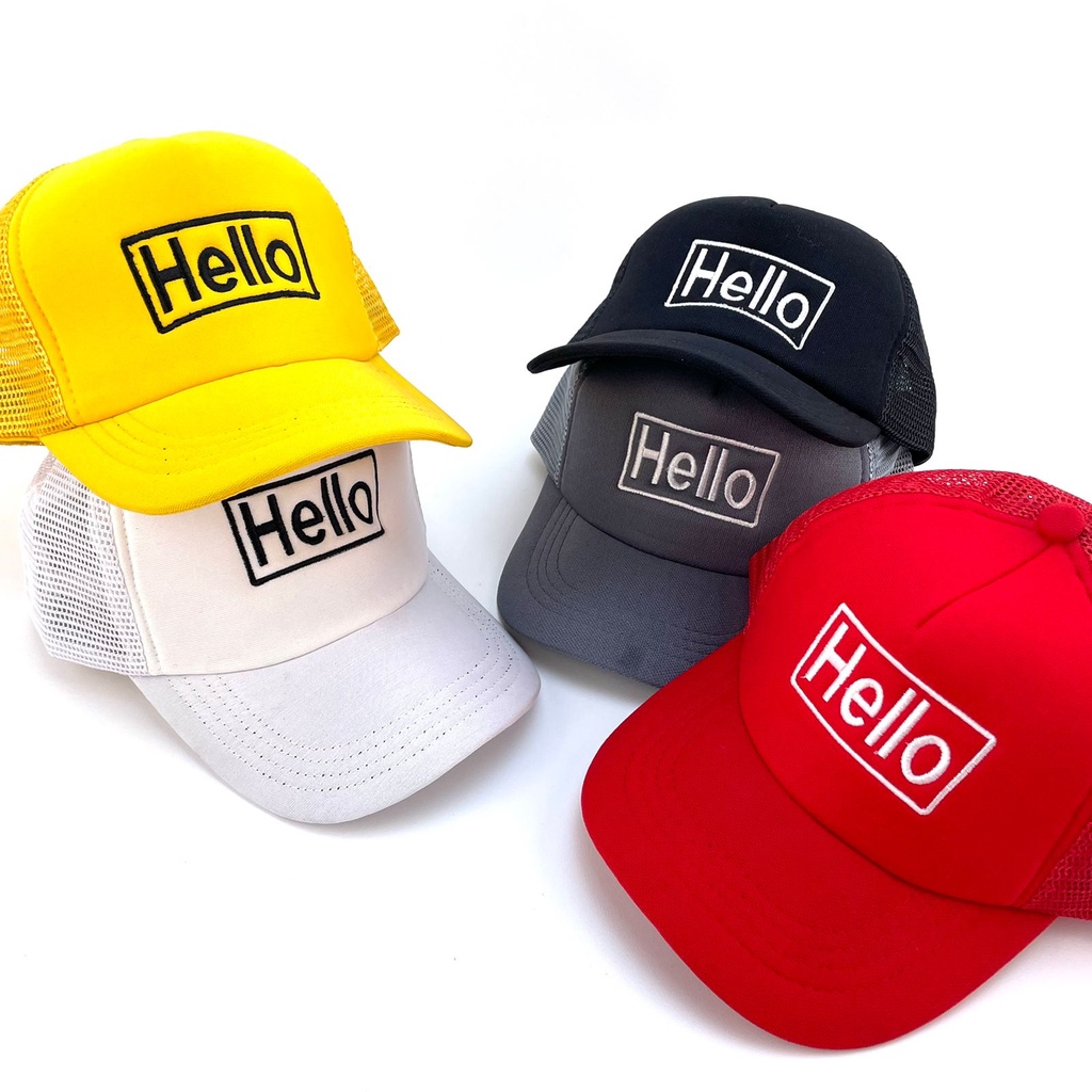 kiddiwear TOPI FASHION ANAK UNISEX / TOPI CASUAL CAP HAT / TOPI BASEBALL JARING hello