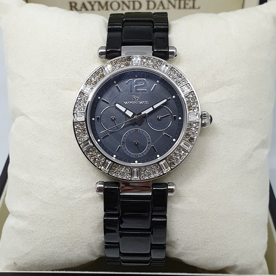 Raymond Daniel RD216 Silver Black Jam Tangan Wanita Original