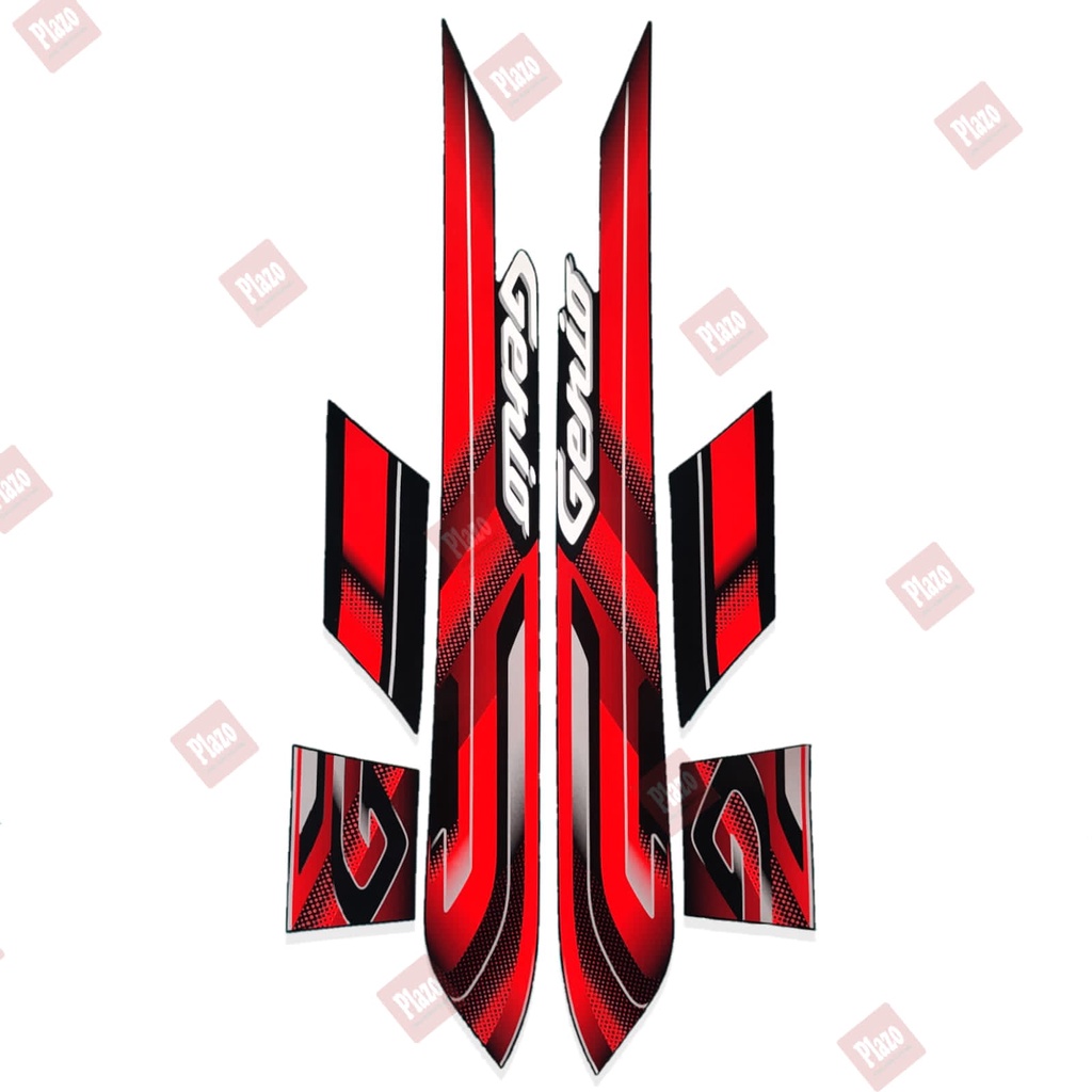 sticker striping lis motor honda genio110 2022 cbs full hitam-merah