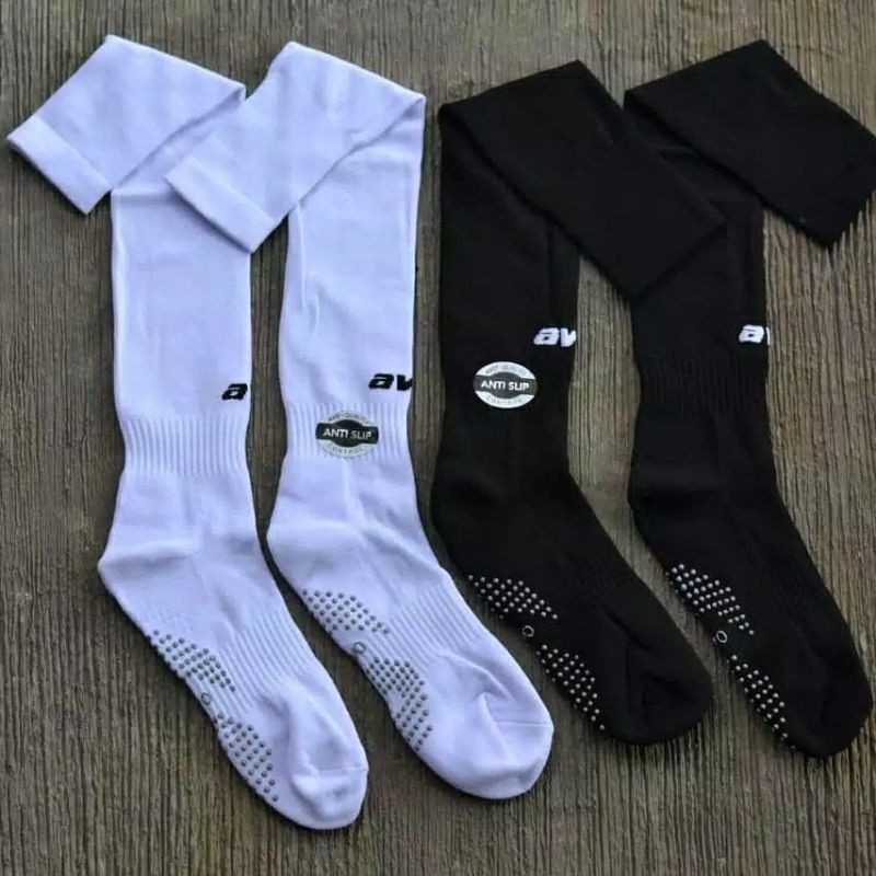 KAOS KAKI AVO PANJANG ANTI SLIP GRIP STANDART LIGA HITAM/PUTIH-4