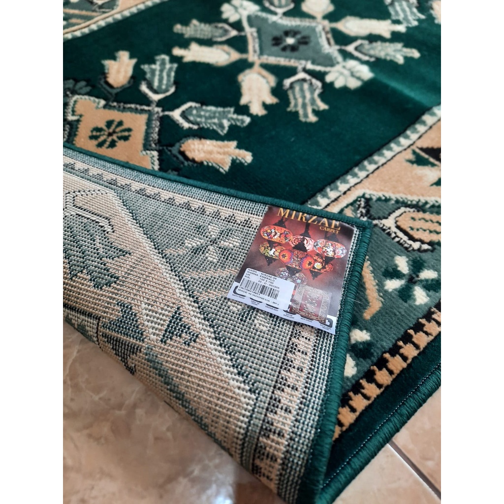 KARPET MIRZAE 100 X 150 MZ08 GREEN Karpet Lantai Hijau, Permadani Bulu Tebal-3