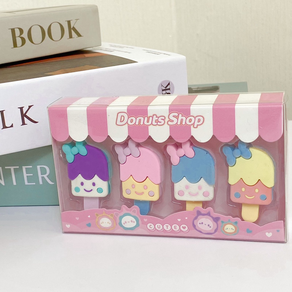 

Penghapus Sweet Cute Dessert Drinks Donut Shops Ice Cream Donat Es Krim Cone Stik Cup Cake Eraser Mainan Anak Set Alat