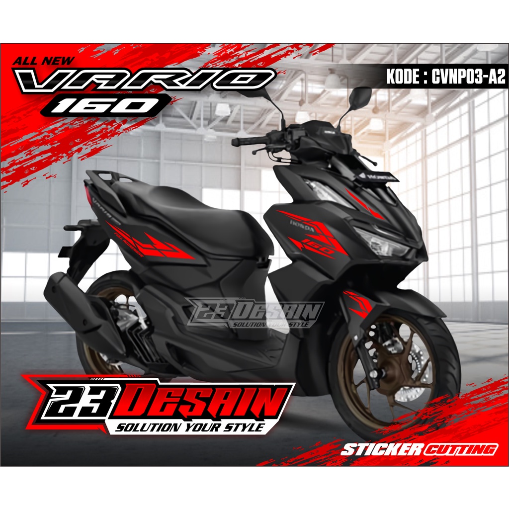Sticker ALL NEW VARIO 160 Striping Honda VARIO 160 Cutting Sticker Aksesoris Motor CVNP03 HITAM