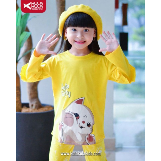 Setelan Anak Perempuan Set Cutie Cat By Kulakula