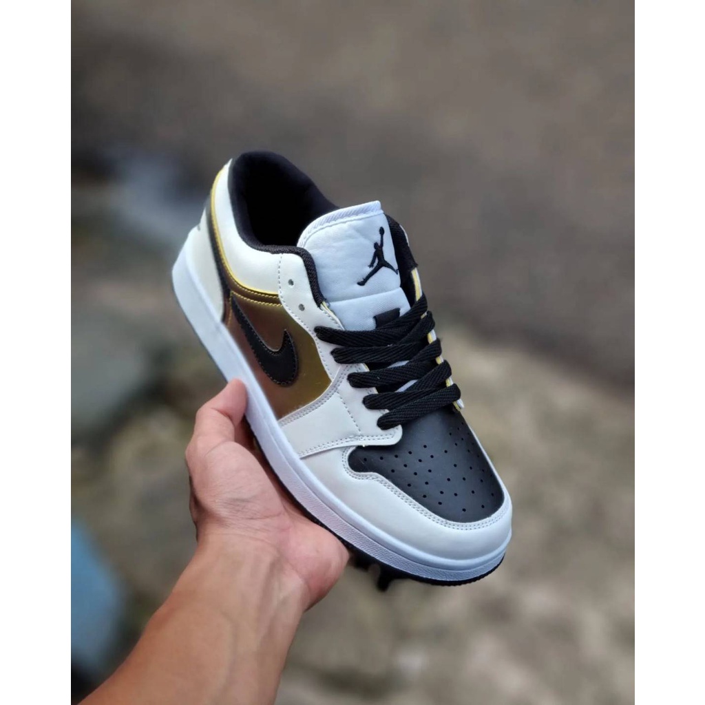 Premium Quality Nike Air Jordan 1 Low Black White Gold