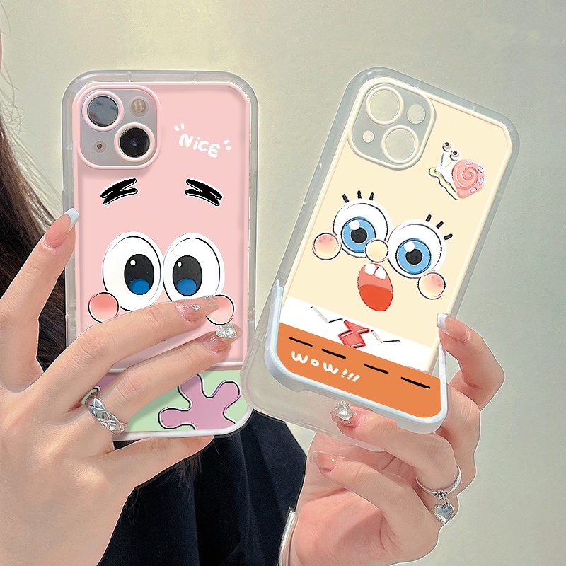 Soft Case TPU Transparan Shockproof Dengan Bracket Untuk iPhone 13 12 11 Pro X XR XS Max SE 2020 6 6S 7 8 Plus