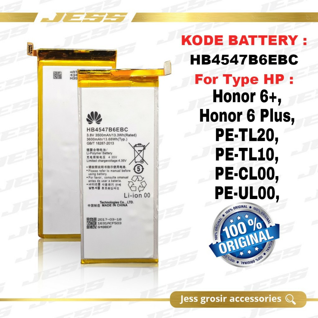 Baterai Battery ORIGINAL HW HB4547B6EBC Type Honor 6+ Honor 6 Plus PE-TL10 PE-TL20 PE-UL00 PE-CL00