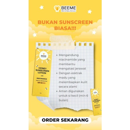 [RESELLER KALTIM] Beeme Honey Sunscreen Lotion With Niacinamide Spf 50+++