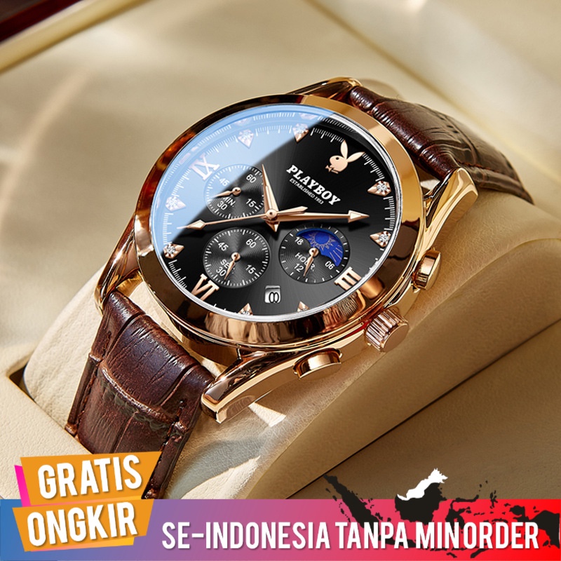Jam Tangan Pria Import Mewah Original Playboy Tahan Air Fashion Model Terbaru