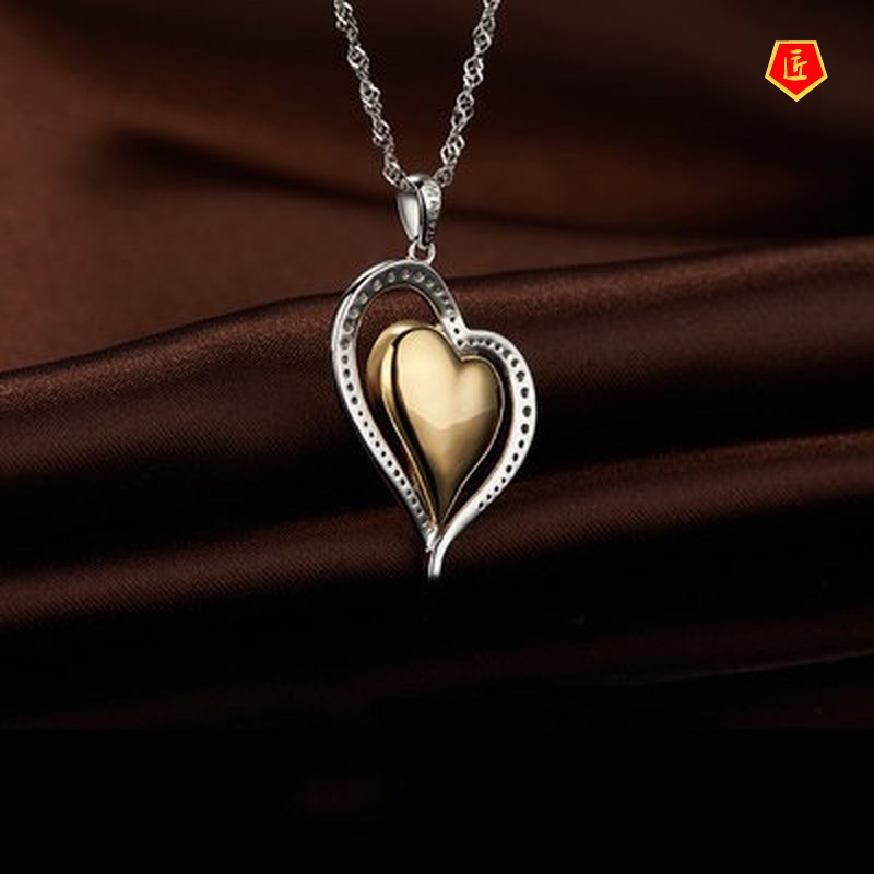 [Ready Stock]Elegant Heart-Shaped Lady Zircon Pendant Korean Style Fashion