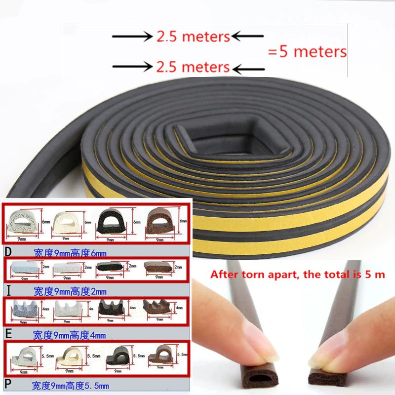 G8A mifengtiao lis penghalang debu serangga bawah pintu door bottom soundproof sealing strips tipe e 2x2.5m - espv5 - black Or-i