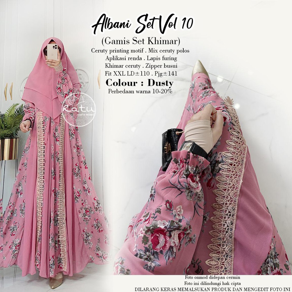 RHS ~ albani vol 10 set syari gamis pesta syari premium jumbo busui ori solo by ratu hijab