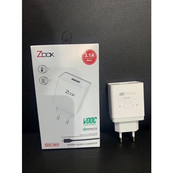 Charger casan tc Zbox QVC-003 Qualcomm 3.0 VOOC Fastcharging 3.1A garansi