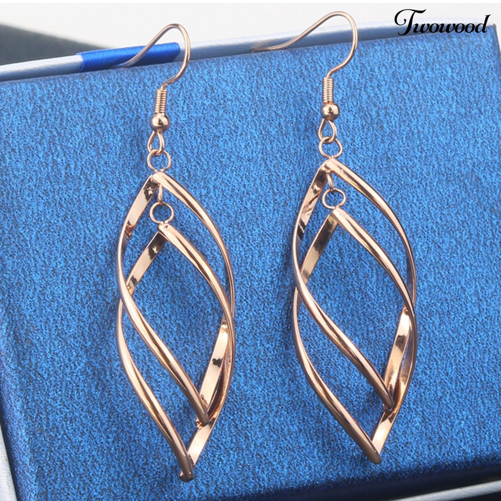 Twowood 1 Pair Hook Earrings Spirals Rhombus Jewelry Delicate Long Lasting Drop Earrings for Daily Wear