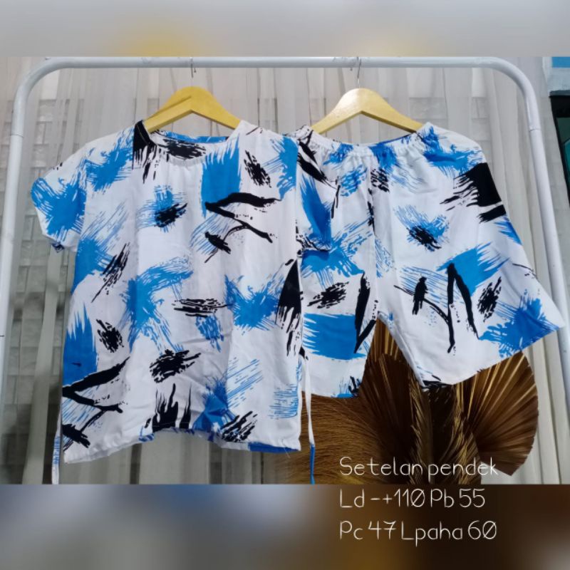 PIYAMA TIE DYE PENDEK/BABY DOLL/ SET BAJU TIDUR RAYON TEBAL