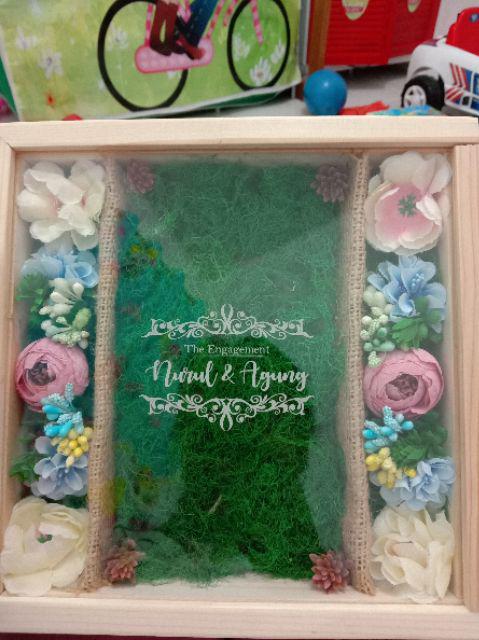 Box Cananga Kotak Kayu Pinus Tutup Akrilik Custom Ukir Nama Mahar Cincin Gelang Emas