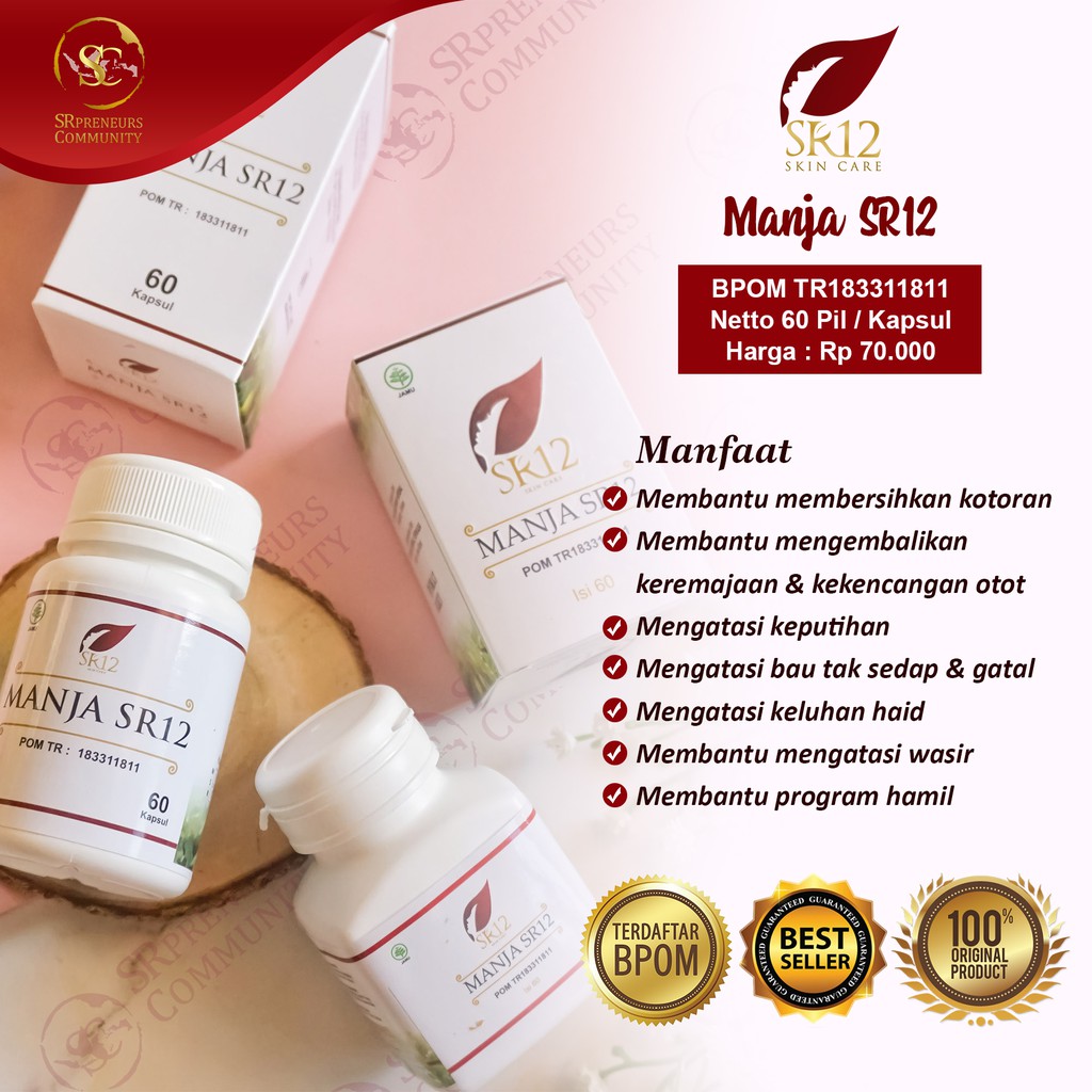 SR12 HERBAL SKINCARE MANJAKANI MERAPATKAN &amp; MENGHILANGKAN KEPUTIHAN / NYERI HAID &amp; PELANCAR HAID AMPUH / PROGRAM HAMIL / MANJAKANI ACEH HERBAL / OBAT KEPUTIHAN &amp; KISTA BPOM