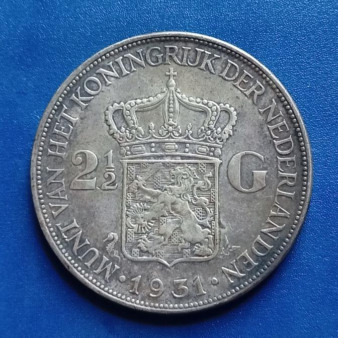 Koin Perak 2.5 Gulden Wilhelmina