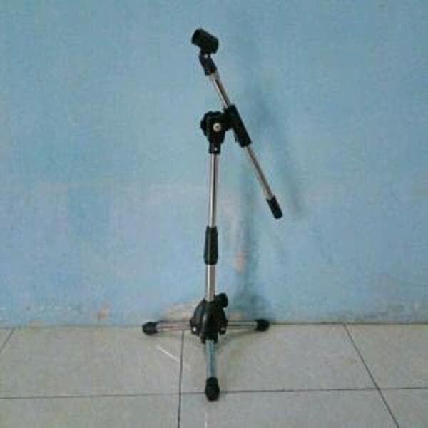 Stand Mic pendek Maruni - Free 1 Buah Holder Mic bahan TEBAL chrome x