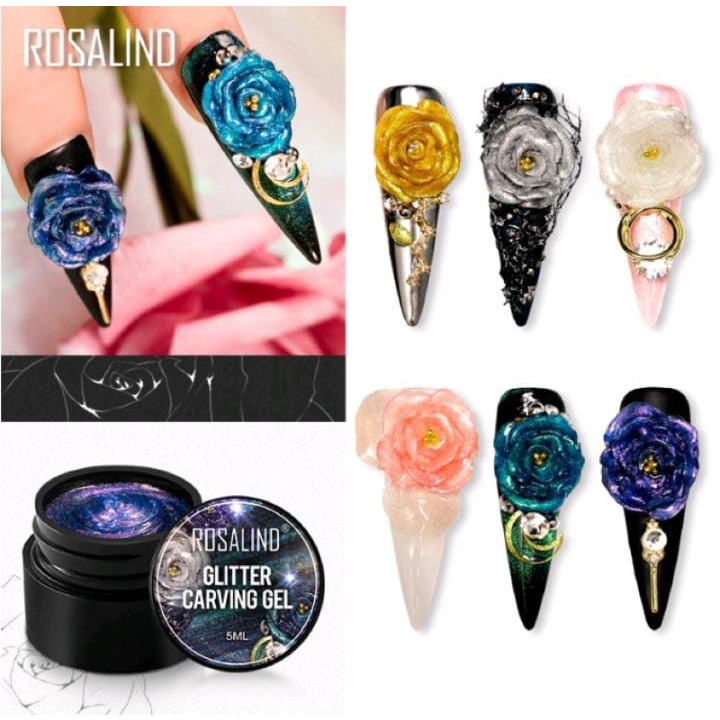 ROSALIND GLITTER  CARVING 4D GEL / GEL CARVED GEL 3D TIMBUL GEL POLISH NAIL ART CARVING GEL