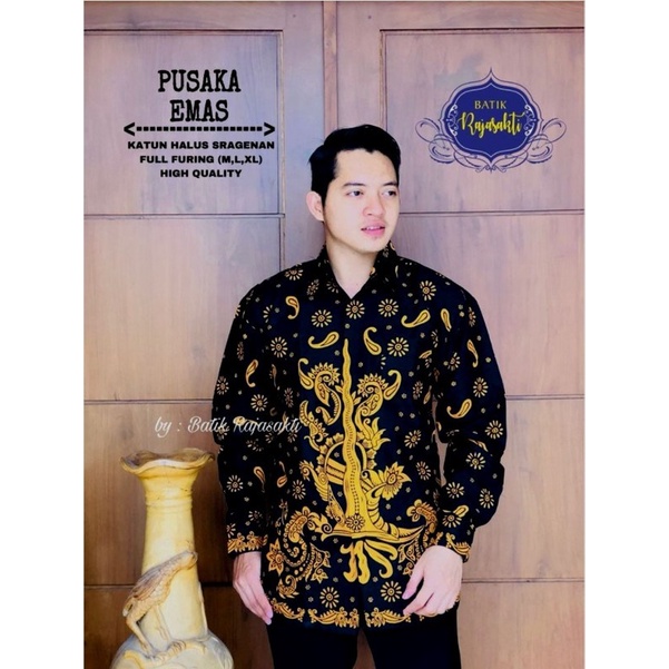 Pusaka Emas Kemeja Batik Pria Lengan Panjang Full Furing by Rajasakti