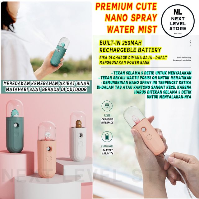 Premium Mini Cute Nano Spray Water Mist Portable Beauty - Green Dino