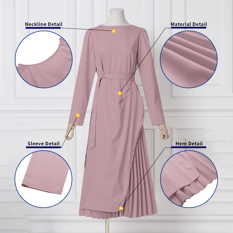 ZANZEA Ladies Fashion Women Dress Plain Slim Elegant Pleated Office Long Dresses