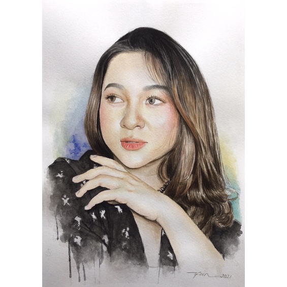 

lukis wajah watercolor di kertas A4