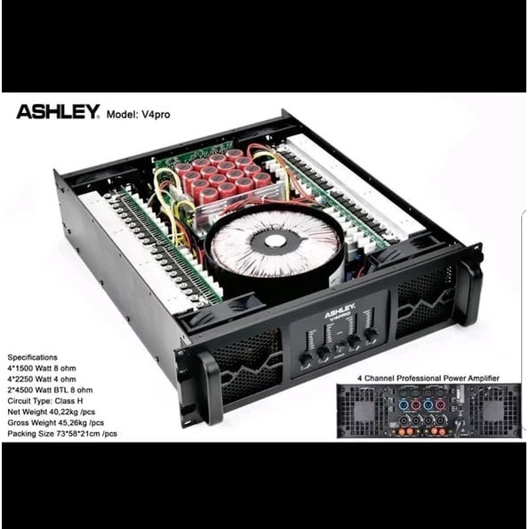 POWER AMPLIFIER ASHLEY V4PRO V4 PRO ( 4 CHANNEL ) ORIGINAL