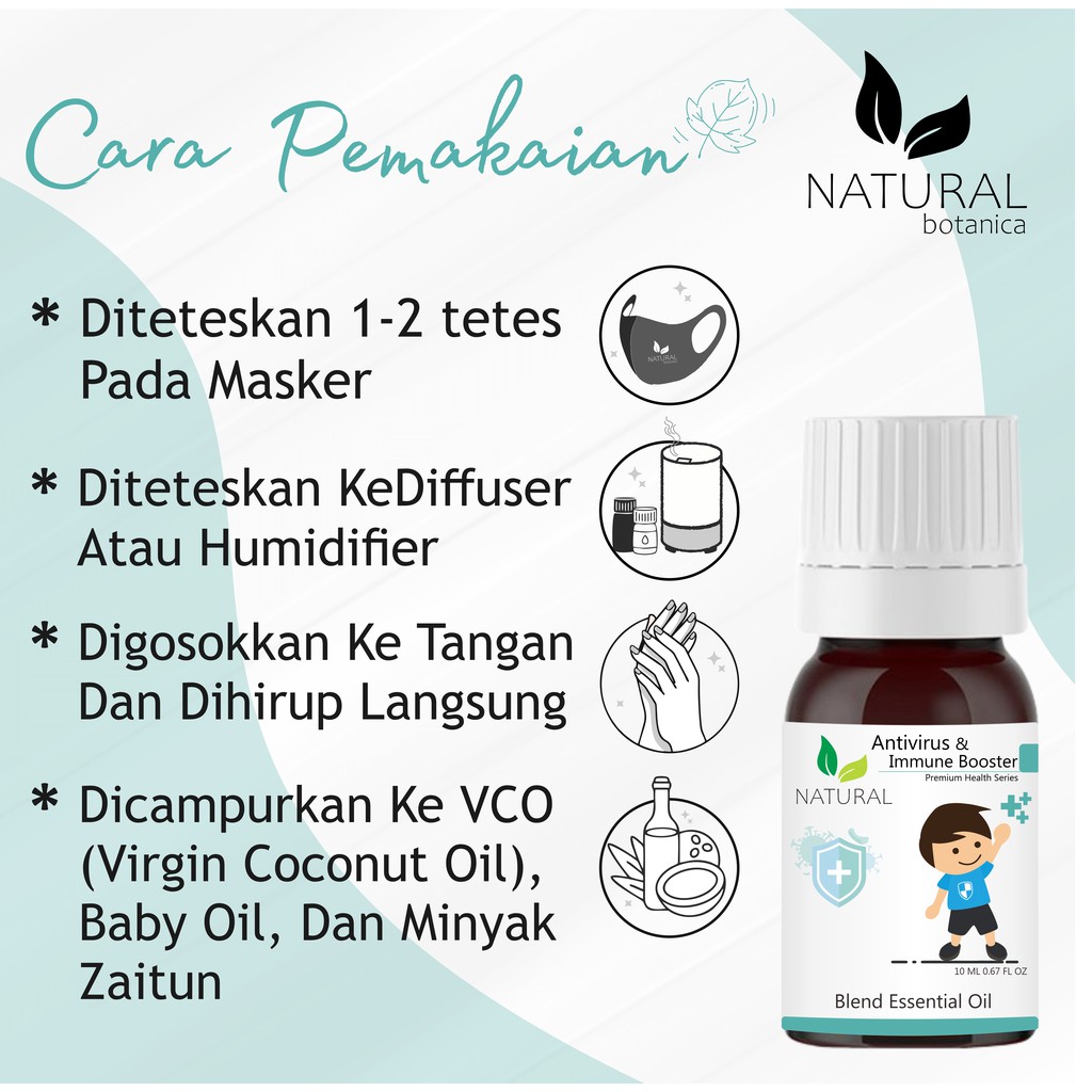 Natural Botanica Antivirus &amp; Immune Booster Essential Oil Pure Minyak Esensial Diffuser Humidifier