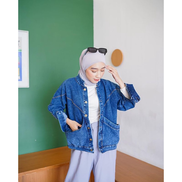 FUKUMI JAKET JEANS OVERSIZE JAKET JEANS PREMIUM KOREAN STYLE