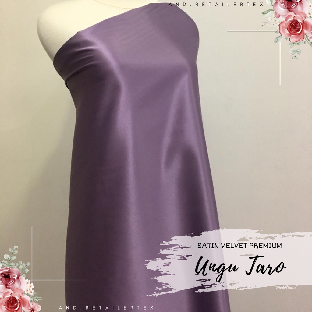 Kain Satin Velvet Premium Warna Ungu Taro Bahan Seragaman Bahan Furing Bisa untuk Background Backdrop Foto Produk