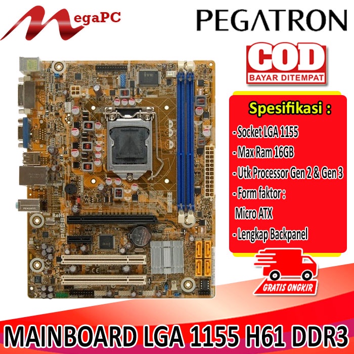 PROMO Motherboard LGA 1155 H61 DDR3 Merk Pegatron