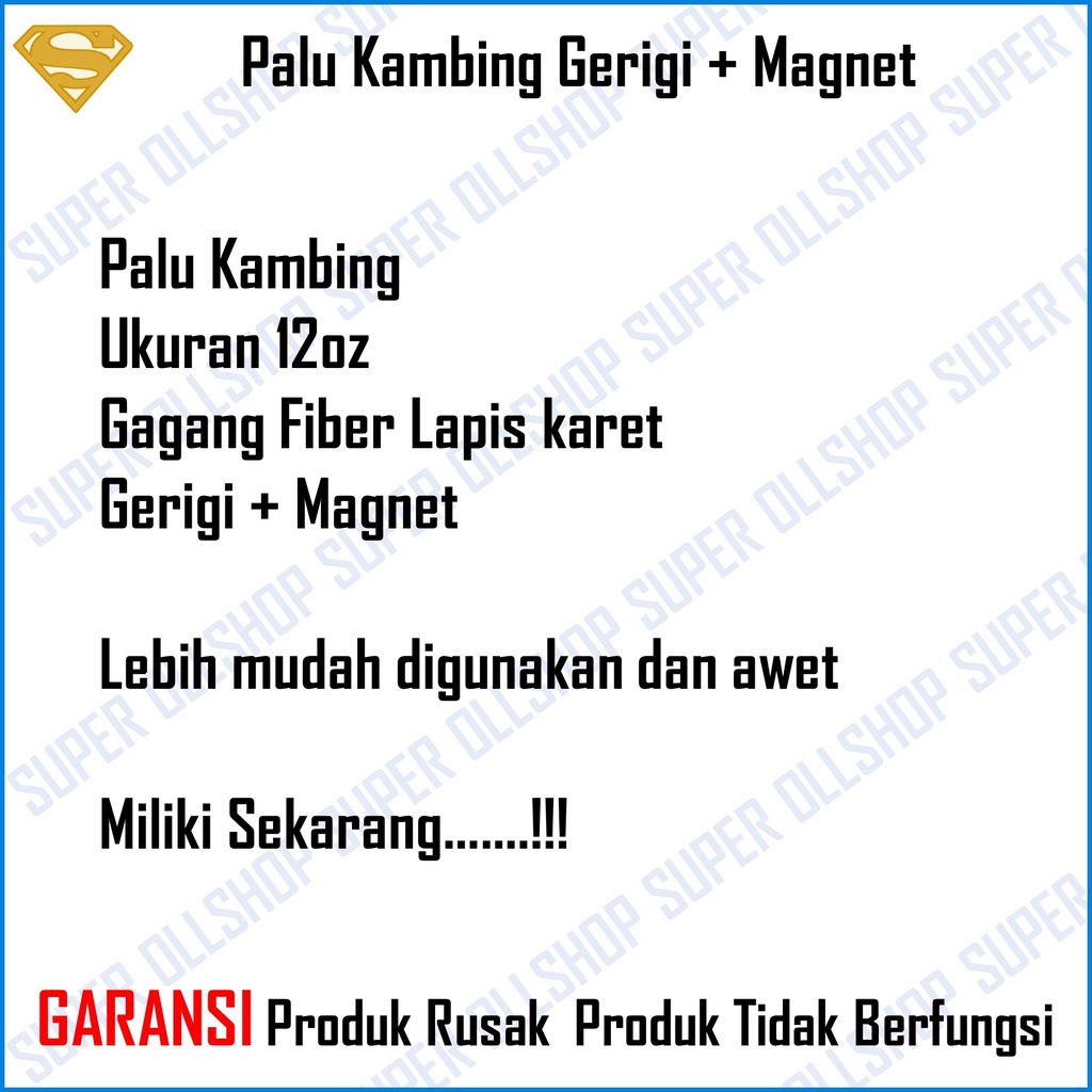 Palu Kambing Cabut Paku Martil Tukang Gerigi Magnet Gagang Fiber 12 Oz Claw Hammer Tanggung