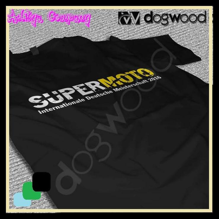 Baju Kaos Pria Distro Kaos Cotton Distro Supermoto - Putih, S Murah Simple Custom