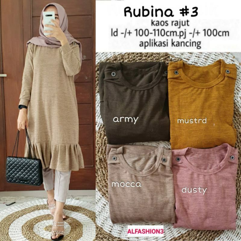 Rubina Tunik / Versa Tunik - LD 100 Melar / Tunik Kaos Rajut Premium / R.4 -  256-6037