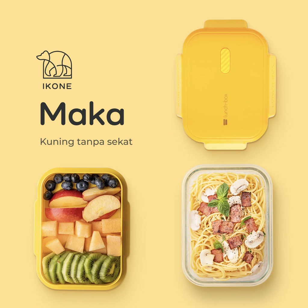 【IKONE】MAKA Bento Box Lunch Box Tempat Bekal Makan Kotak Penyimpanan Makanan Food Storage Box Lunch Box 2 Tingkat