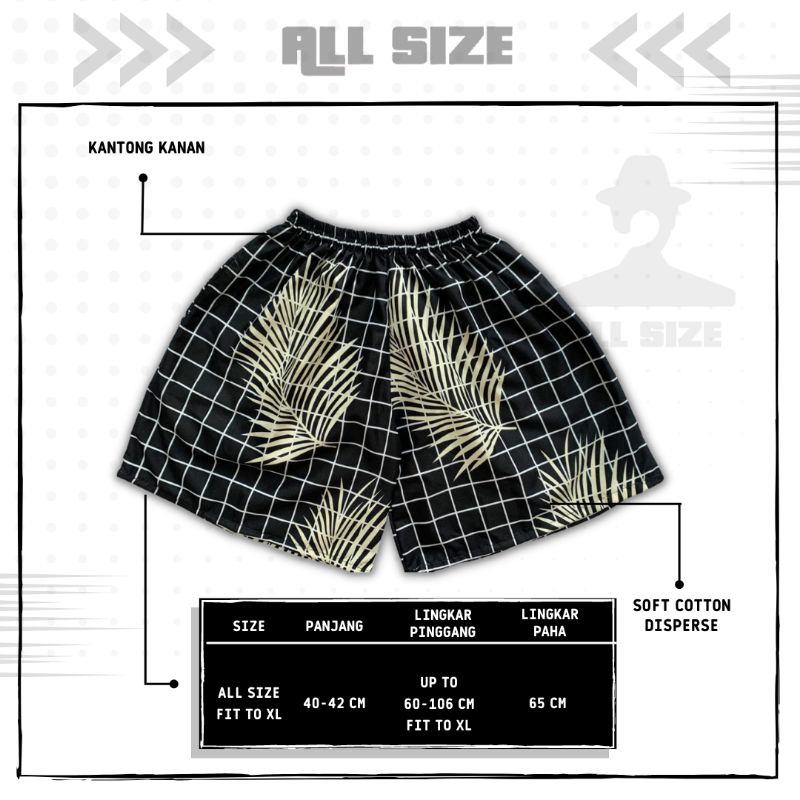 [ 45 MOTIF ] celana pendek boxer/kolor santai pria/wanita remaja/dewasa motif kotak/keramik hitam putih biru-M-7