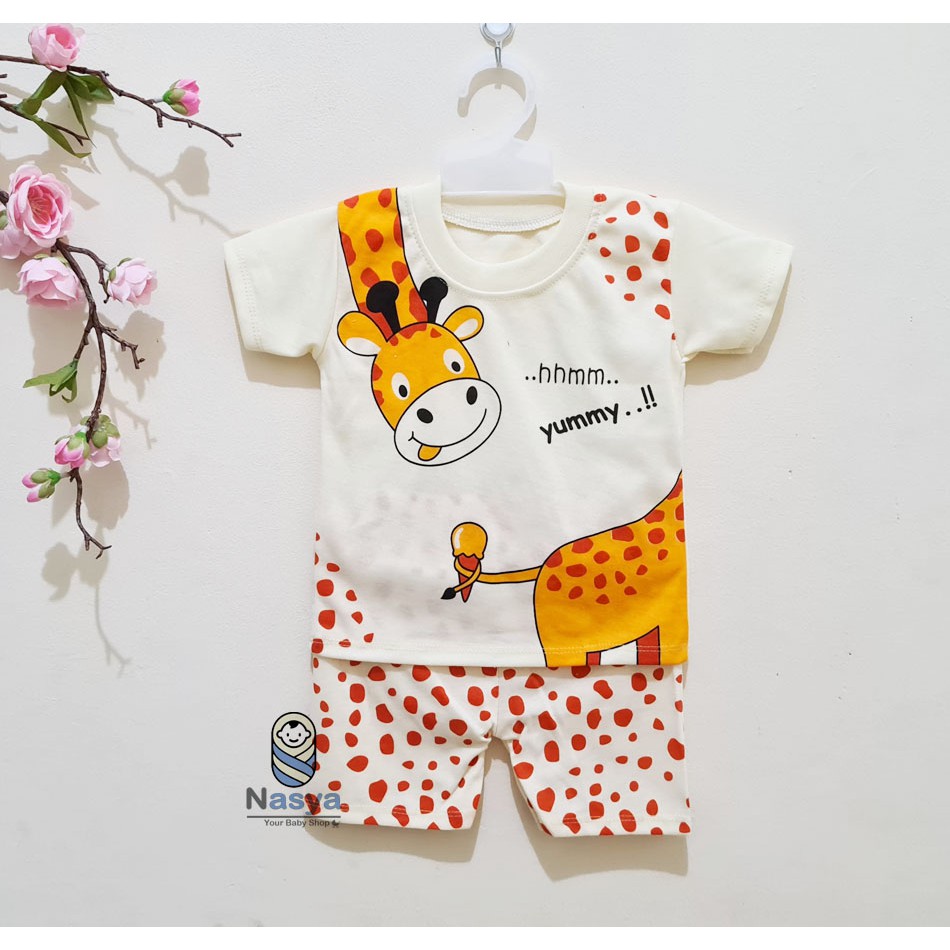 [J-009] Setelan Baju Bayi Pendek / Pakaian Laki Murah Newborn (0-6 bulan)