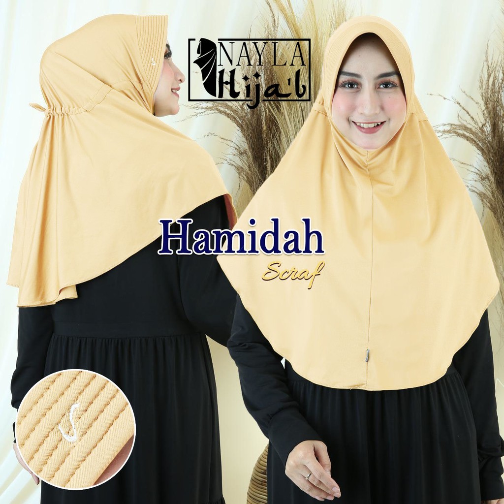 Jilbab Bergo Terbaru Kerudung Instan Serut Hamidah Polos Hijab Instan Serut Hamidah RUMAH HIJA'B-CREAM