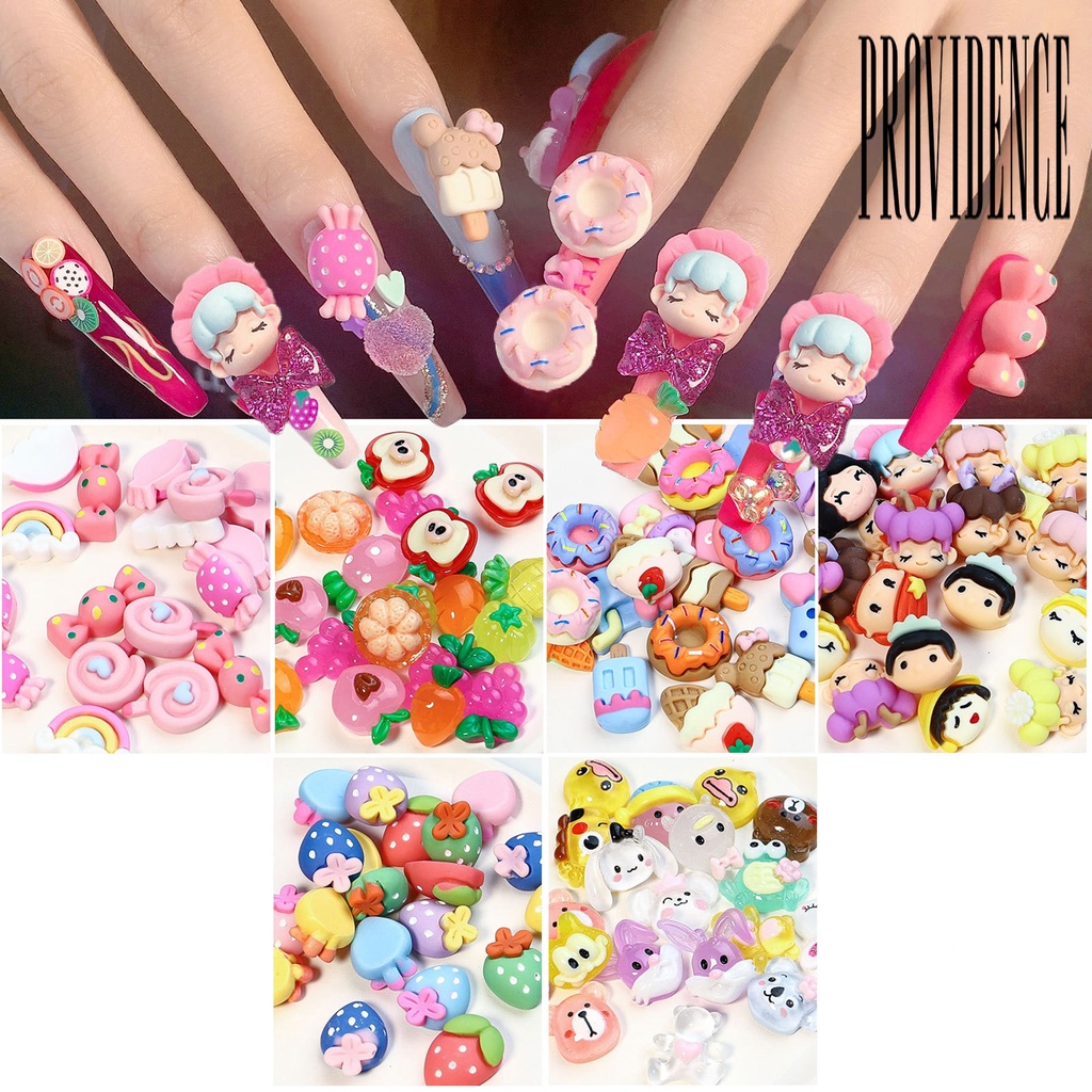 20pcs Charms 3D Bentuk Kartun Bahan Resin Tahan Air Untuk Dekorasi Nail Art