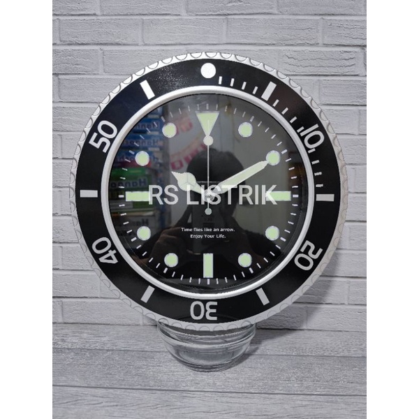 Jam dinding Wall clock Himawari tipe HM-582B1 model ROLEX BAGUS DAN MEWAH